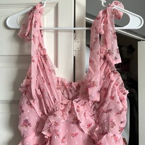 Pink floral above knee sundress